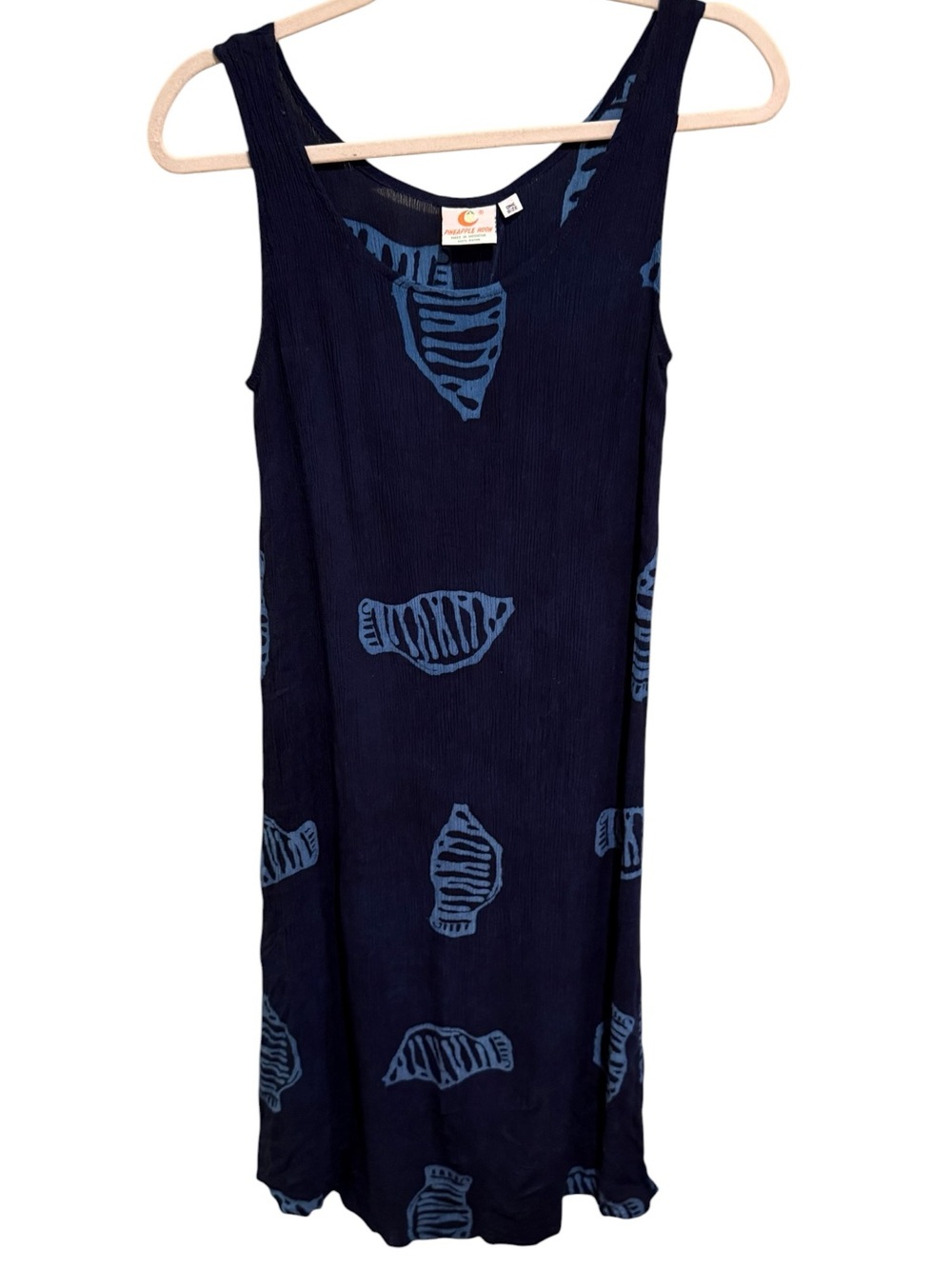 Vintage Pineapple Moon Navy Shell Print Tank Dress - One Size